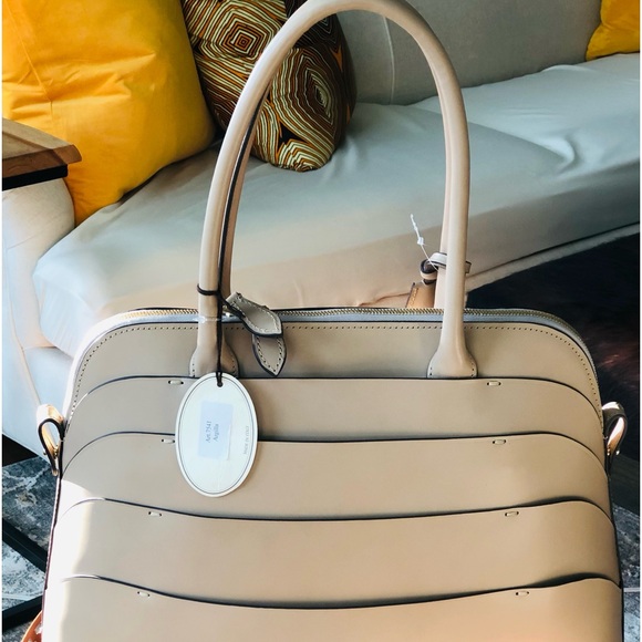 BOLDRINI SELLERIA RARE & GORGEOUS LARGE VACCHETTA LEATHER HANDBAG - ARGILLA - Picture 13 of 16